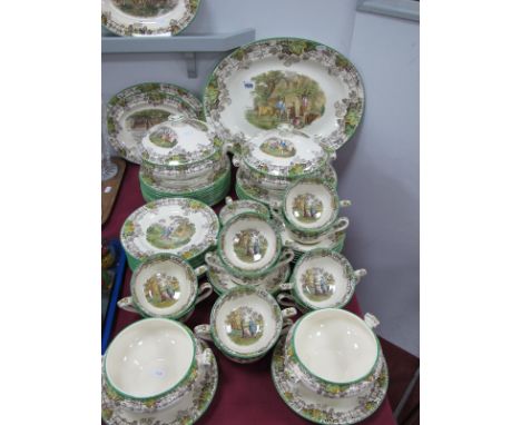Copeland Spode 'Spode's Byron' Dinner Service, of sixty three pieces, including five graduated oval meat plates, pair of ture