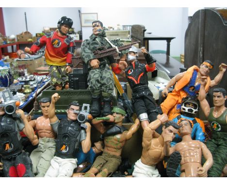 Action Man Figures and Equipment, Jeep, Motor Bike, etc:- Two Boxes