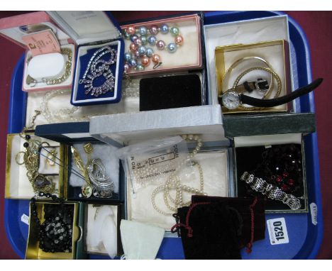 A Small Selection of Costume Jewellery, including a hallmarked silver gate style bracelet, of open work design, to heart shap