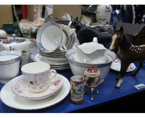 Doulton and Two Other Horse Figures, Heathcote tea ware, midwinter jam pot etc:- One Tray