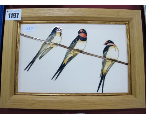 A Moorcroft Pottery Rectangular Plaque, painted in the 'Swing By' pattern, designed by Rachel Bishop, No. 265, signed, impres
