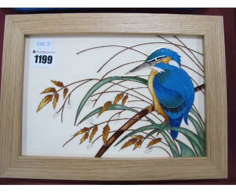A Moorcroft Pottery Plaque, painted in the 'King of Fishers' pattern, designed by Rachel Bishop, No. 259, signed, impressed a