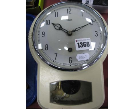 Smiths Enfield Mechanical Wall Clock, probably 1940/50 with key and pendulum 26cm high, with visual pendulum appature. 