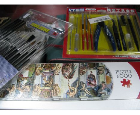 Autoglym Car Cleaning Kit, paint gun, paints, brushes, tools, blue tooth speaker, jigsaw, etc:- One Box