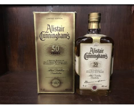 ALISTAIR CUNNINGHAM'S 50 YEARS Blended Scotch Whisky A blend of 50 malt whiskies and Dumbarton grain whisky to commemorate Al