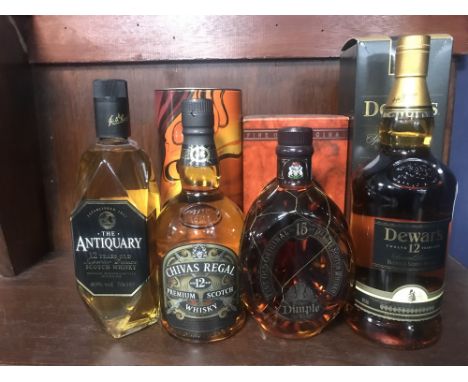 DEWARS 12 YEARS OLD - ONE LITRE Blended Scotch Whisky One litre, 40% volume, in carton. CHIVAS REGAL 12 YEARS OLD Blended Sco