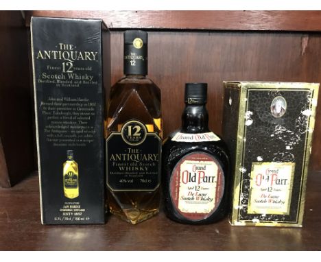 ANTIQUARY 12 YEARS OLD Blended Scotch Whisky 70cl, 40% volume, in carton. GRAND OLD PARR 12 YEARS OLD Blended Scotch Whisky 7