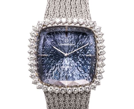 OMEGA sehr seltene und große Constellation "Floral Diamonds" Damenuhr, Ref. 8291. Ca. 1970er Jahre. Weißgold 18K, Seriennumme