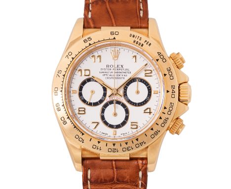 ROLEX Vintage Cosmograph Daytona Zenith "Inverted 6" Herrenuhr, Ref. 16518. Ca. 1991. Gelbgold 18K, Seriennummer X432738. Aut