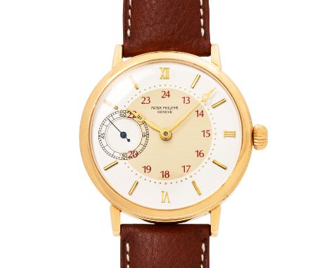 PATEK PHILIPPE hochwertige Unikat Mariage Herrenuhr. Gelbgold 18K, Gehäuse speziell für das Uhrwerk angefertigt. Einzelbrücke
