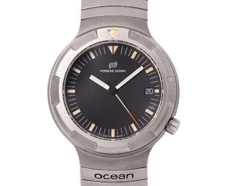 IWC PORSCHE DESIGN Vintage erste Generation "Ocean 2000" Herrenuhr, Ref. 3500. Super Full Set 1985. Titan, Gehäusenummer 2334