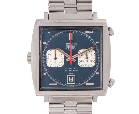 HEUER Vintage Monaco "Steve McQueen" Chronograph. Ca. 1970´er. Ref. 1133B. Neuer Service durch Classic Heuer am 24.04.2024 fü