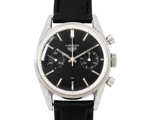 HEUER Vintage "Carrera 45" Herren Chronograph, Ref. 3647N. Erste Serie, ca. 1965. Edelstahl, Gehäusenummer 60675. Handaufzug-