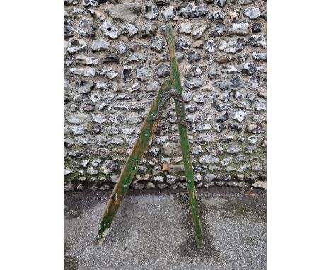 A vintage green painted ladder, the elaborate hinge inscribed 'Simplex', 134cm high when open.