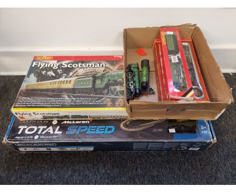 Hornby:&nbsp;Flying Scotsman, r1019 electric train set, in box; together with three boxed locomotives and wagons, to include 