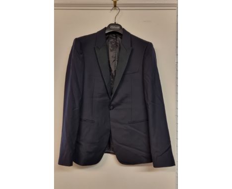 Armani:&nbsp;a grey suede jacket, EU 48, with tags; together with an Armani navy blue single button jacket. (2) All proceeds 