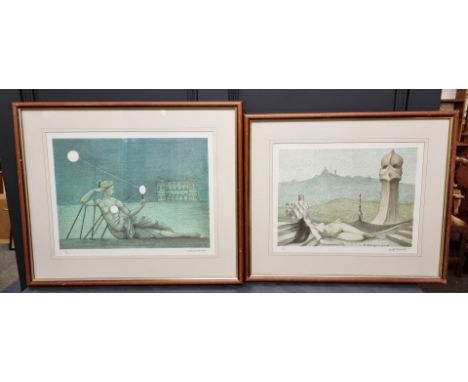Jose Maria Subirachs, 'A Fortuny i a Gaudi', signed and numbered 4/750, colour print, I.30 x 41cm; together with another by t
