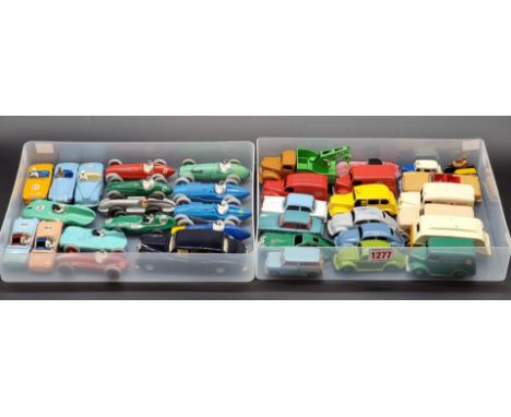 Dinky:&nbsp;a collection of vintage diecast vehicles in two trays, to include nine F1 racing cars; two Triumph TRII examples;