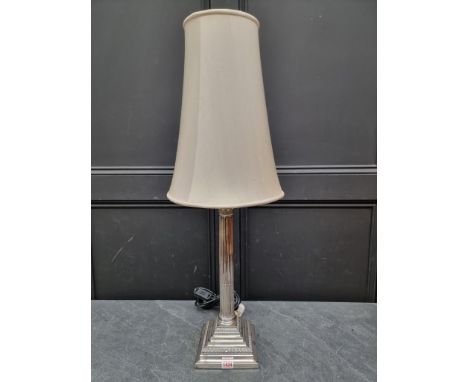 An electroplated Corinthian column table lamp,&nbsp;height excluding fitting 48cm.