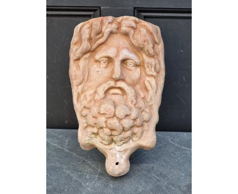 A terracotta Zeus wall planter, 37cm high.