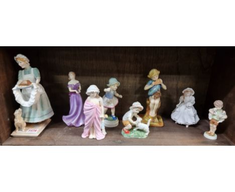 Eight Royal Worcester figures, to include Peter-Pan, (restoration to neck).