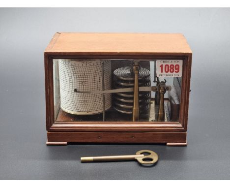 An unusually small mahogany barograph, 18m wide.