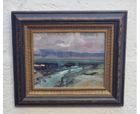 Impressionist School,&nbsp;a coastal scene, acrylic, 19.5 x 24.5cm.