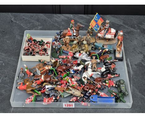 Britains:&nbsp;a collection of various lead figures, to include footballers; military and similar; together with a Charbens c
