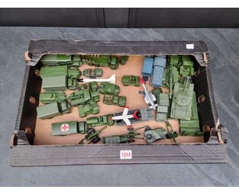 Dinky:&nbsp;a collection of vintage diecast military vehicles, to include: a Thornycroft Mighty Antar Tank Transporter; a Ber
