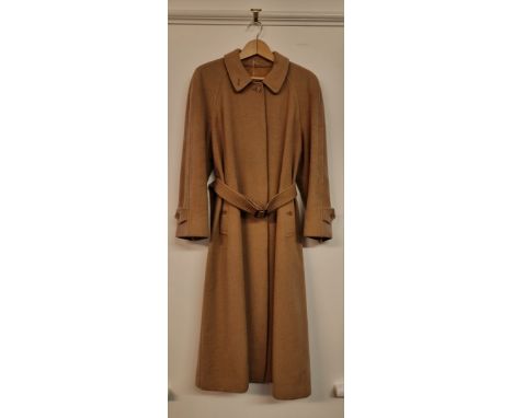Burberrys:&nbsp;a cashmere and wool ladies camel belted overcoat, armpit to armpit approx 42in.