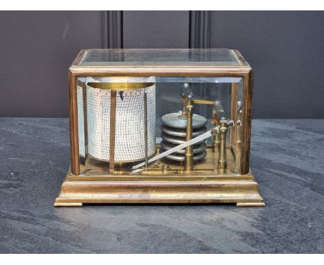 An unusually small gilt brass barograph, numbered&nbsp;28946, 19.5cm wide.