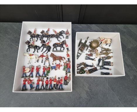 Britains:&nbsp;a small collection of vintage military and naval figures including a searchlight and gun carriage; together wi