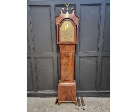 A George III Welsh mahogany eight day longcase clock,&nbsp;the 12in arched brass dial inscribed 'Thackwell, Cardiff', height 