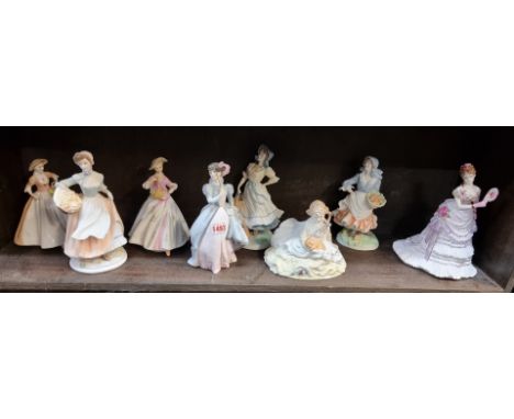 Eight Royal Worcester figures,&nbsp;to include 'Splendour at Court'.