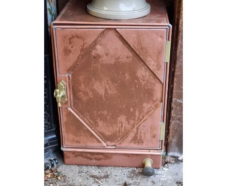 A vintage copper refrigerator, 63cm high x 42cm wide.