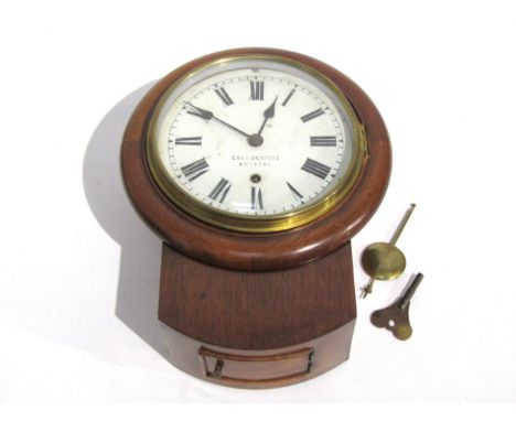 An early 20th Century mahogany cased dial clock by Charles Deprez of Bristol, German movement, 7.5'' Roman numeral dial, with