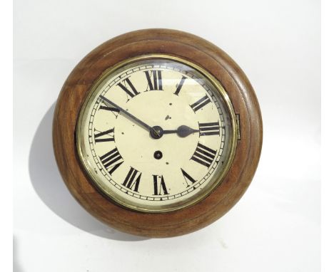 A small wall hanging dial clock with single fusee movement, having an 8" Roman numeral dial, with pendulum