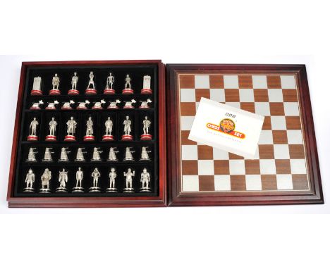 Danbury Mint Doctor Who Pewter Chess Set. Good to Good Plus (slight wear to edges of board), complete. Pamphlet autographed w