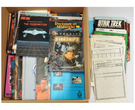 Fasa Star Trek related roleplay game books x 55, includes Basic Rule Book, Witness for the Defence, The Vanished, Demand of H