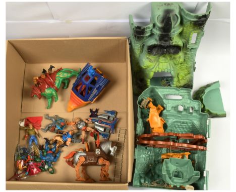 Mattel Masters of the Universe Figures 6" and playset including He-man, Orko, Jitsu, Battle Catand others, also includes Cast