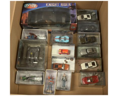 Quantity of TV and Film related die-cast vehicles and figurines x 15 includes Joy Ride Knight Rider K.I.T.T., 007 Ford GT40 -