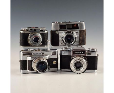 Voightlander, Bolsey, Agfa, and Zeiss Ikon- replete with chrome. All but Voightlander Vitessa T have leather cases. Vitessa f