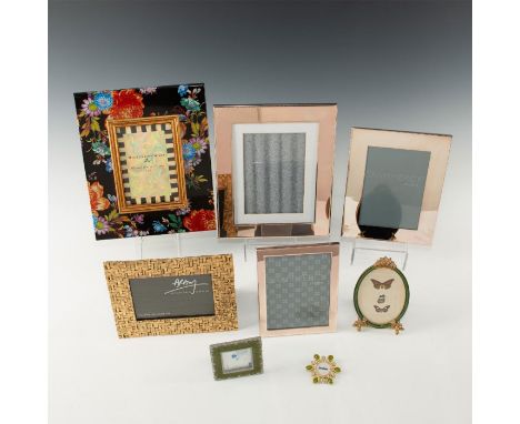 Grouping of 8 frames by various artists. Including MacKenzie - Childs "Flower Market" (11"H x 9"W), Martha Stewart Pink Gold 