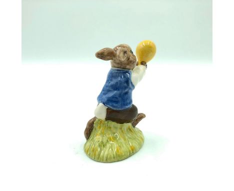 Bunny playing with a balloon. Hand painted in blue, brown, white and yellow. Artist: Graham Tounge and Martyn Alcock Issued: 