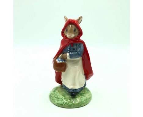 Bunny dressed as little red riding hood. From Fairy Tale Series. Hand painted red cloak, blue dress, white apron, and brown b