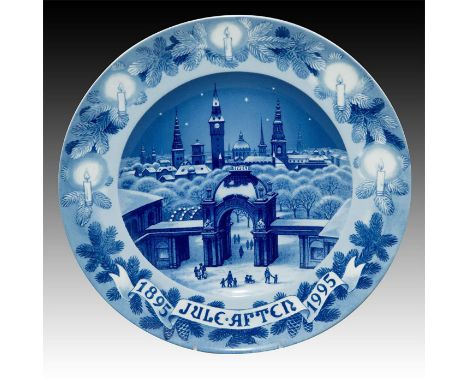 Charger or platter made to commemorate the 100th Anniversary of the world's first Christmas plate called Behind the frozen wi