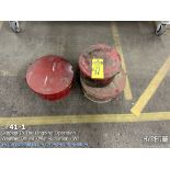 Three red reg bins