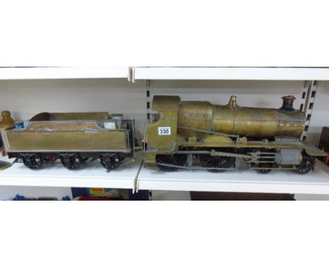 LARGE SCRATCH BUILT STEAM ENGINE & TENDER, APPROX LENGTH 45"