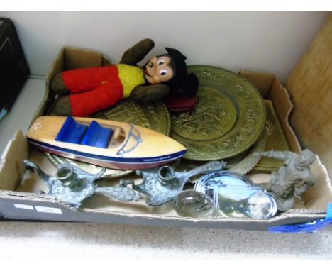 BOX OF MIXED ITEMS INCLUDING VINTAGE MICKEY MOUSE