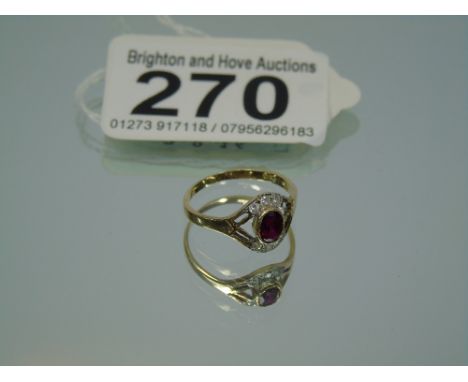 14CT GOLD, RUBY & CUBIC ZIRCONIA RING